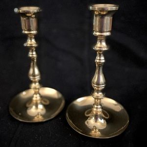 Two Weighted Baldwin Saucer Base Polished Brass